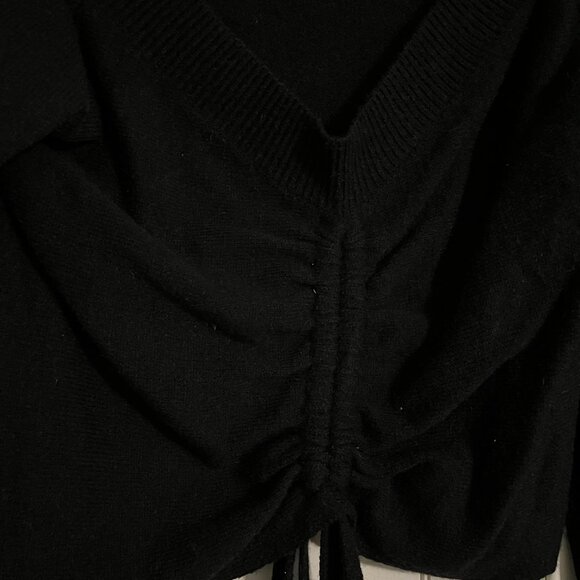 Pink Lily Make Up Your Mind Black Cinched Front Sweater - Large - Picture 3 of 4